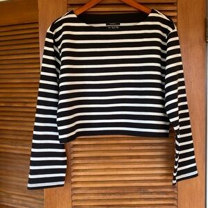 J. Crew Cropped Boatneck Tee Shirt in Mariner Cotton